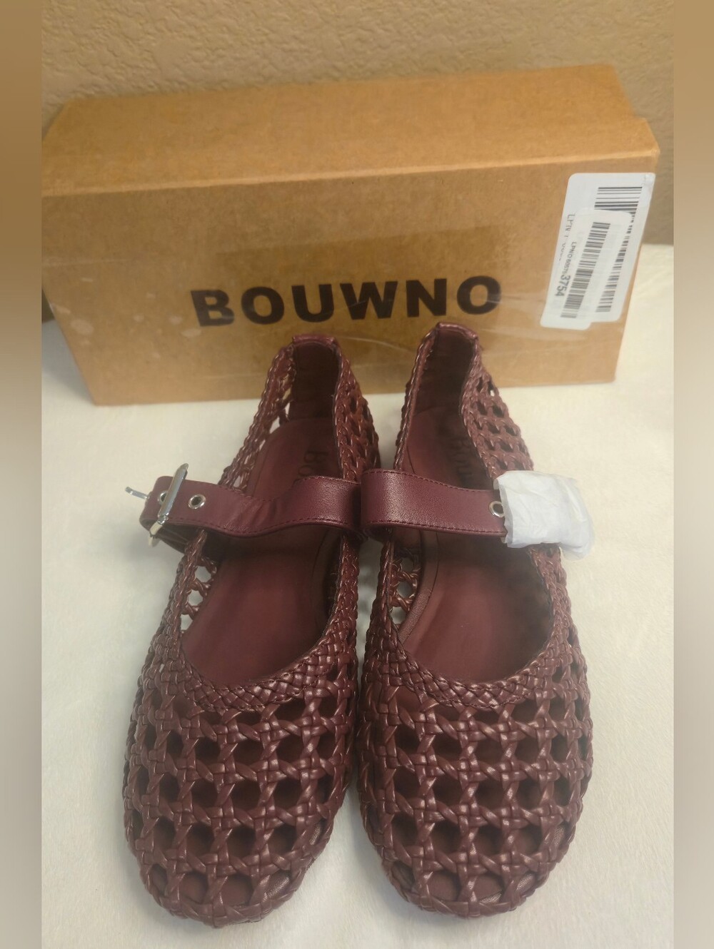 NWT - Women's - Burgundy Woven Mary Jane Ballet Flats - 5.5